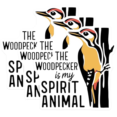 (3 Pack) Woodpecker Spirit Animal Decals - Bird Lover - Laptop Decal- 3 Inches On Longest Side - Easy Peel & Apply - Made in USA - 3MCS5090