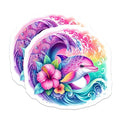 (2 Pack) Colorful Ocean Life Magnet - Artistic Dolphin Design - 5" On Longest Side - Sticks to Smooth Flat Surfaces - Made in USA - MAG9483