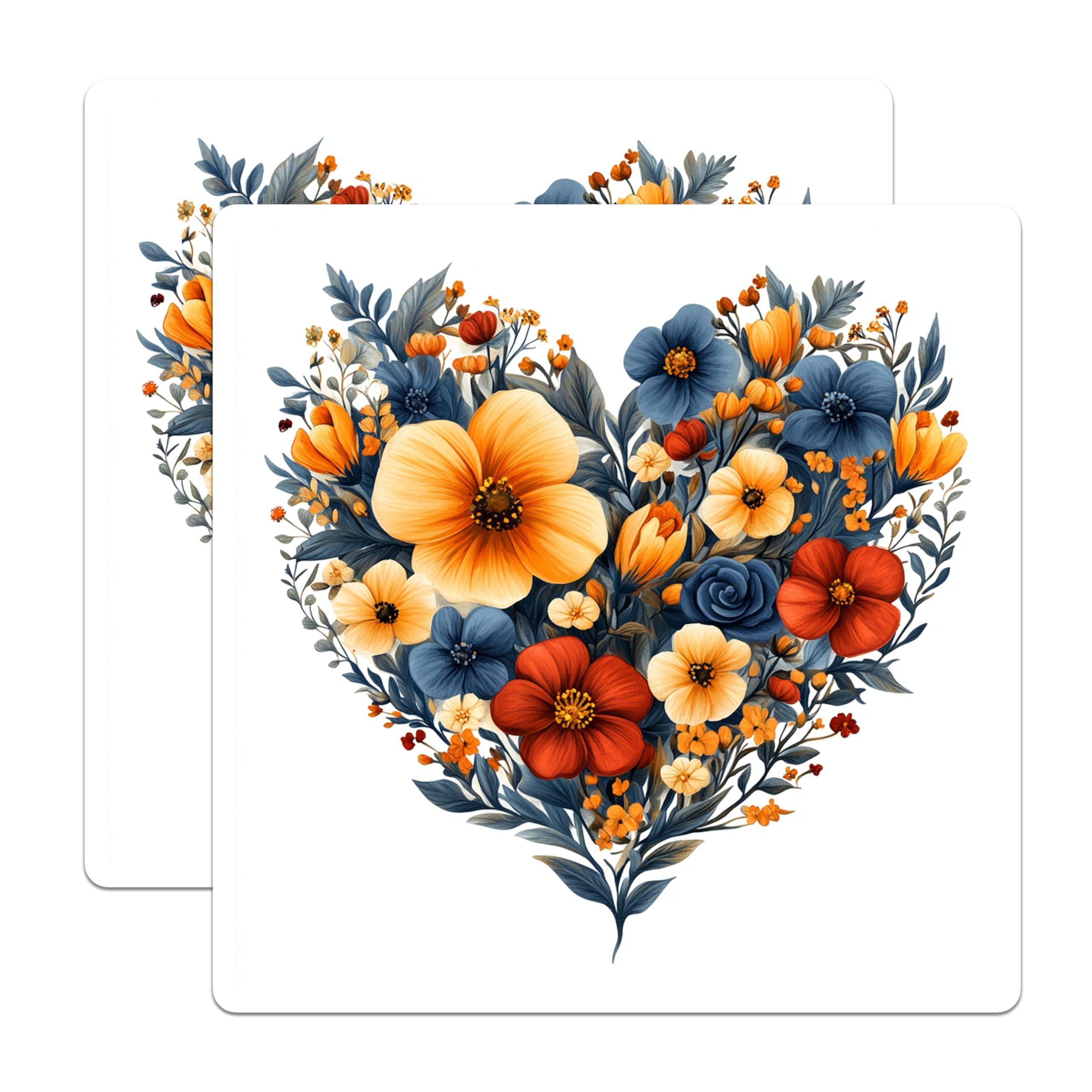 (2 Pack) Floral Heart Magnets - Botanical Home Decor - Valentine Mothers Day Item - 5 Inches On Longest Side - Thick Durable Magnet - Made in USA - MAG30260
