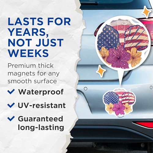 (2 Pack) Patriotic Seashell Magnets Magnets - American Flag Decor - 5" On Longest Side - Made in USA - Sticks to Refrigerators & Metal Surfaces - MAG8993