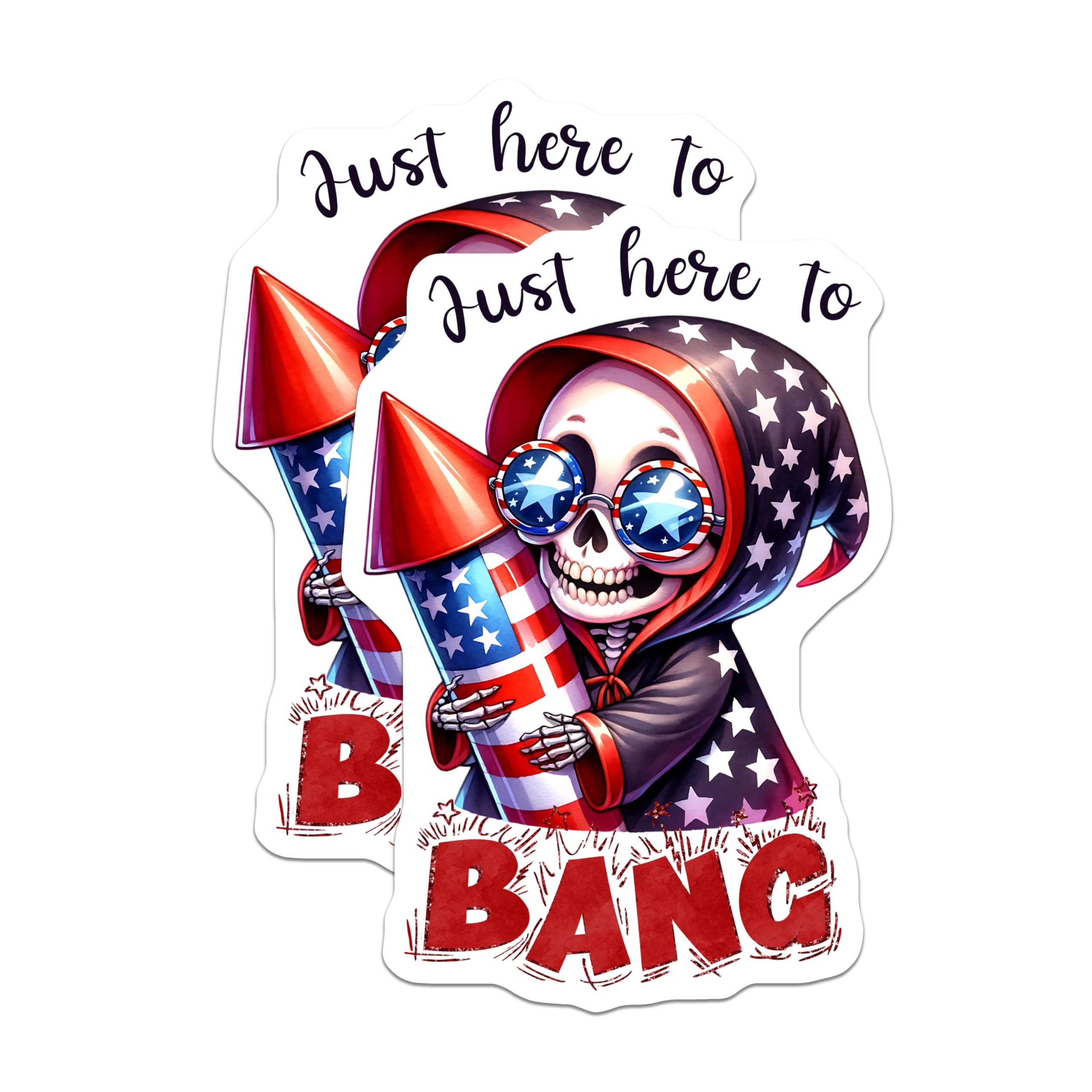 (2 Pack) Patriotic Skull Magnets - Funny Skeleton - Retro Rocket Decor - 5" On Longest Side - for Cars, Fridges, Toolboxes - Made in USA - MAG7924