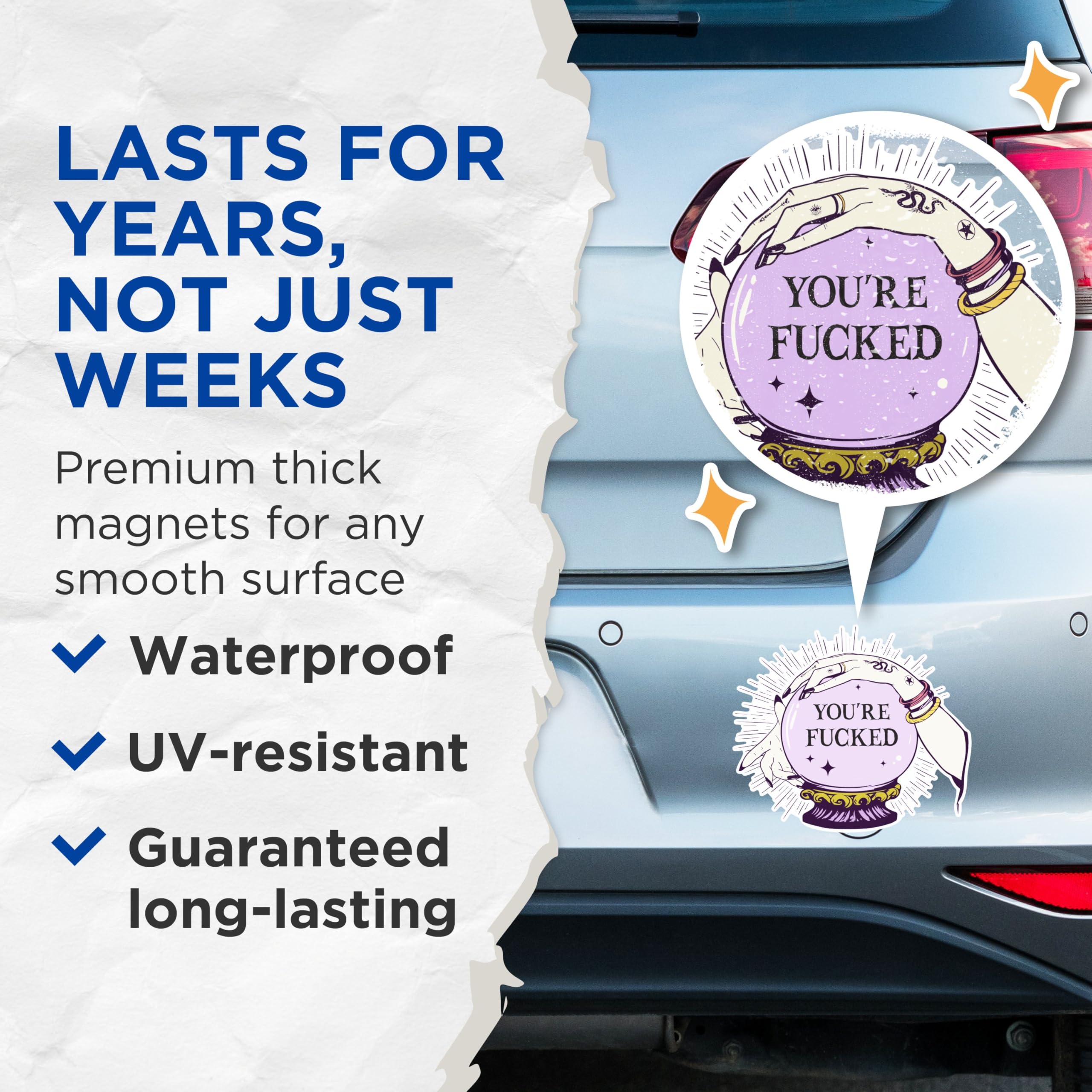(2 Packs) You're F**** Crystal Ball Reading Magnets - Mystical Magical Magnets - 5 Inches On Longest Side - Premium Magnet - for Fridges, Toolboxes, Cars - Made in USA - MAG2547