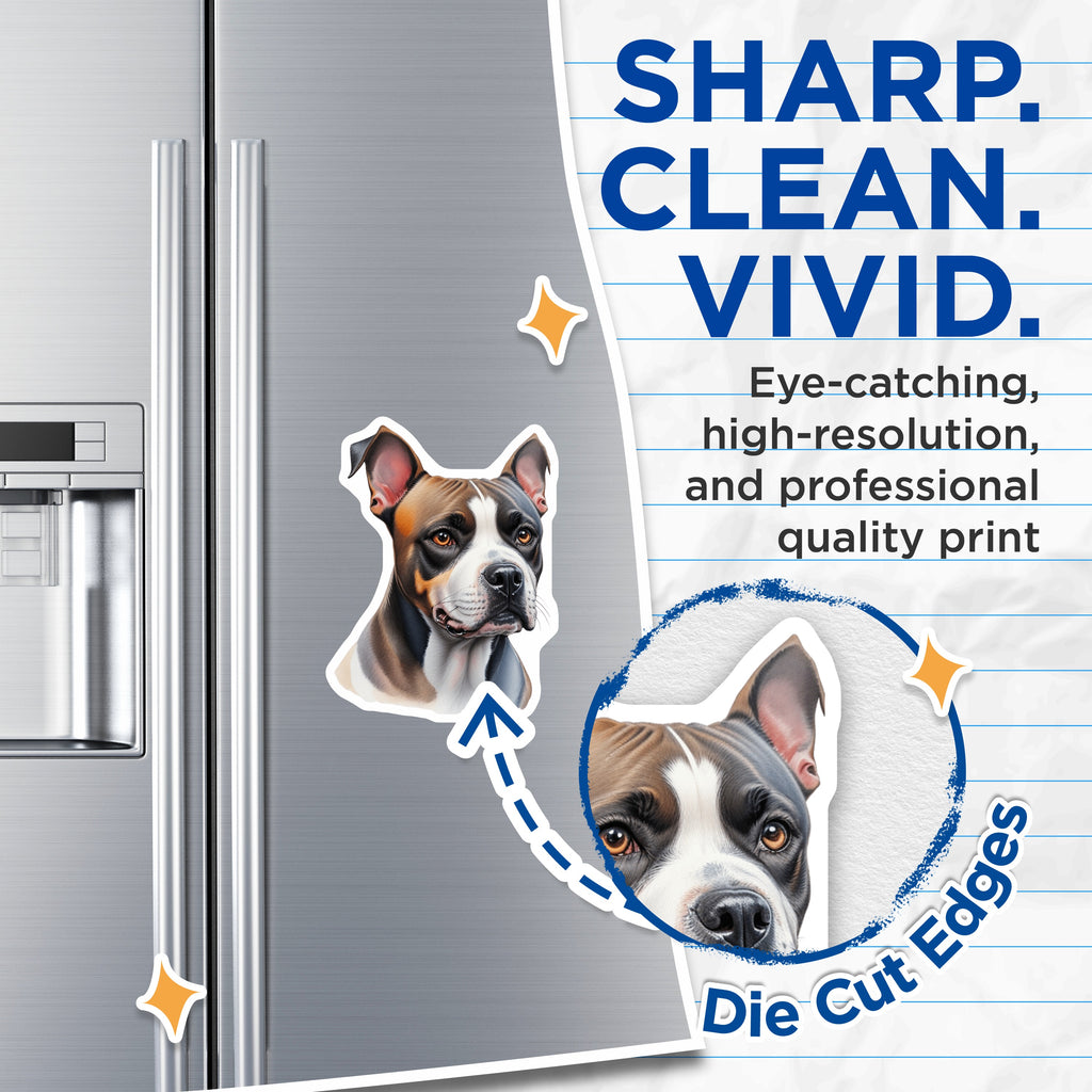 (2 Pack) Pit Bull Dog Magnets - American Staffy Lover - Refrigerator Pet Owner Decor - Animal Friend Supplies - 5 Inches On Longest Side - Thick Durable Magnet - Made in USA - MAG39410