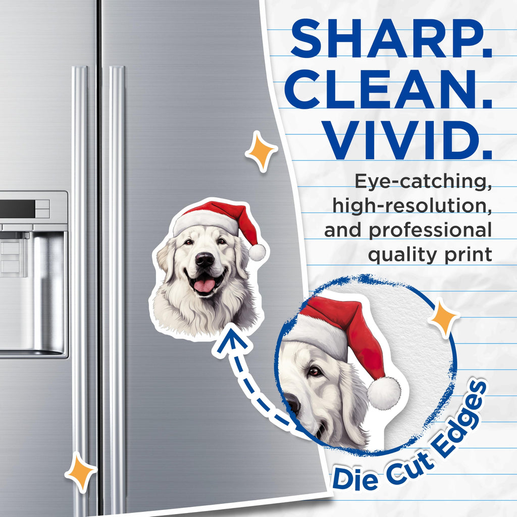 (2 Pack) Golden Retriever Magnets - Santa Hat Dog Decor - Christmas Pet Accessories - 5 Inches On Longest Side - Thick Durable Magnet - Made in USA - MAG30667