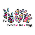 (2 Pack) Peace Love Dogs Magnets - Floral Paw Print Magnet - Boho Dog Lover Decal - 5 Inches On Longest Side - Thick Durable Magnet - Made in USA - MAG23536