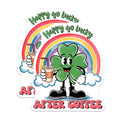 (2 Pack) Happy Go Lucky Stickers - After Coffee - Rainbow Clover - 5" On Longest Side - Sticks to Smooth Flat Surfaces - Made in USA - BMCS8402