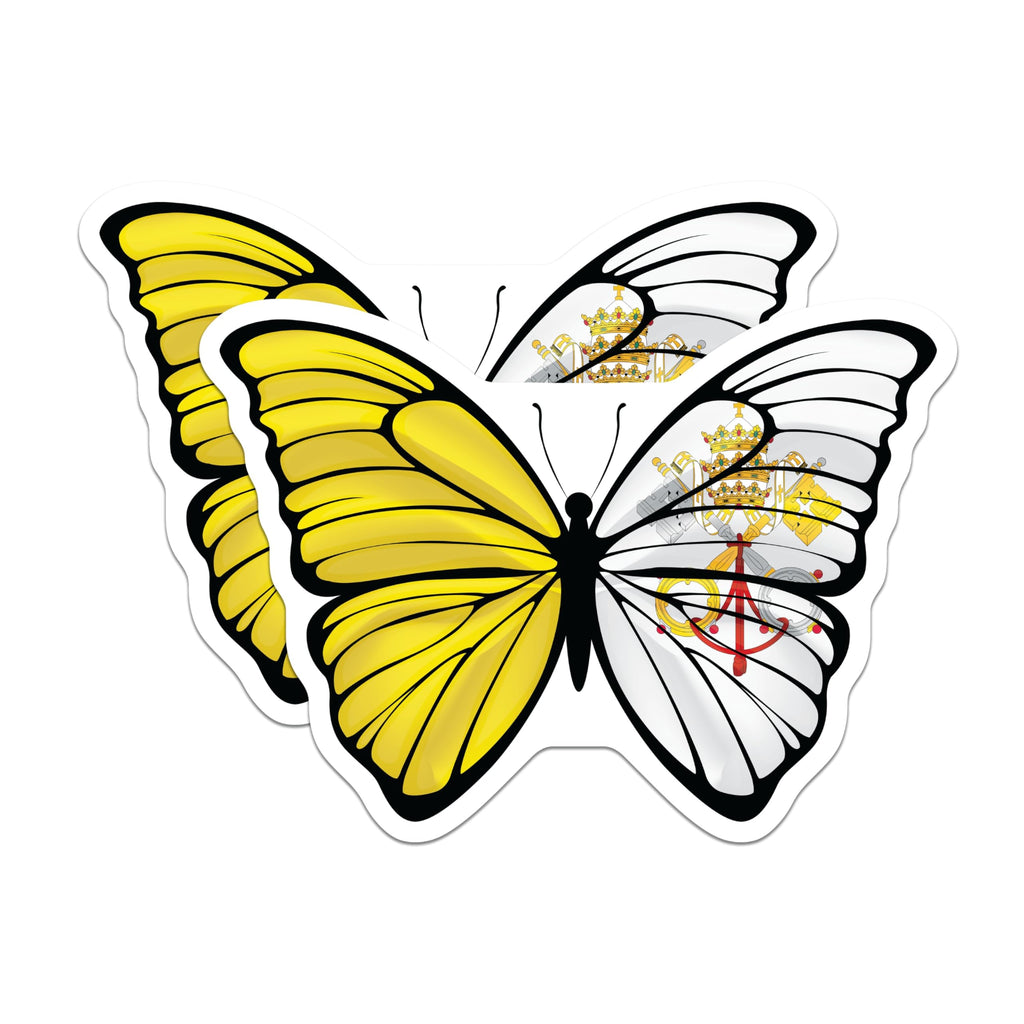 (2 Pack) Vatican City Flag Butterfly Magnets - Souvenir Magnets - Decorative Magnets - 5" On Longest Side - Premium Magnet - for Cars, Refrigerators, Toolboxes, Lockers - Made in USA - MAG17710