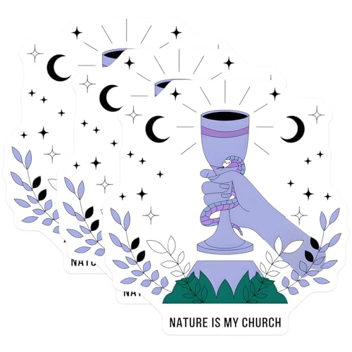 (3 Pack) Nature is My Church Decals - Occult Snake Wine Cup - Witchy Laptop Decal - 3 Inches On Longest Side - Easy Peel & Apply - Made in USA - 3MCS6015