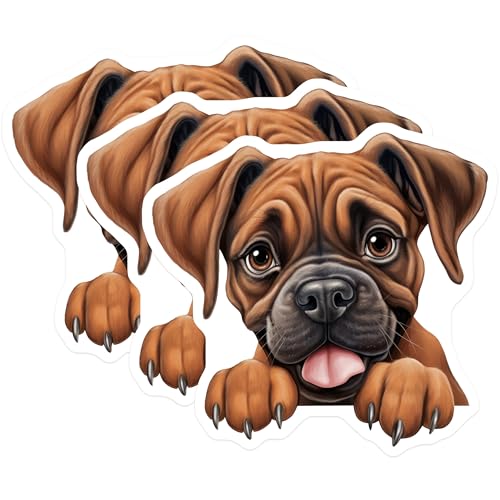 (3 Pack) Boxer Puppy Decals - Dog Breed Stickers - Cute Pet Decals - 3 Inches On Longest Side - Easy Peel & Apply - Made in USA - 3MCS8649