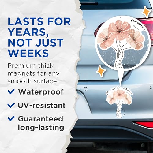 (2 Pack) Flourish Like A Flower Magnets - Inspirational Quote Magnets - Floral Design Magnets- 5" On Longest Side - for Fridges, Toolboxes, Cars - Made in USA - MAG2836
