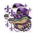 (2 Pack) Alligator Cool Sunglass Stickers - Mardi Gras Celebration - Fun Reptile Stickers - 5" On Longest Side - Sticks to Smooth Flat Surfaces - Made in USA - BMCS4135