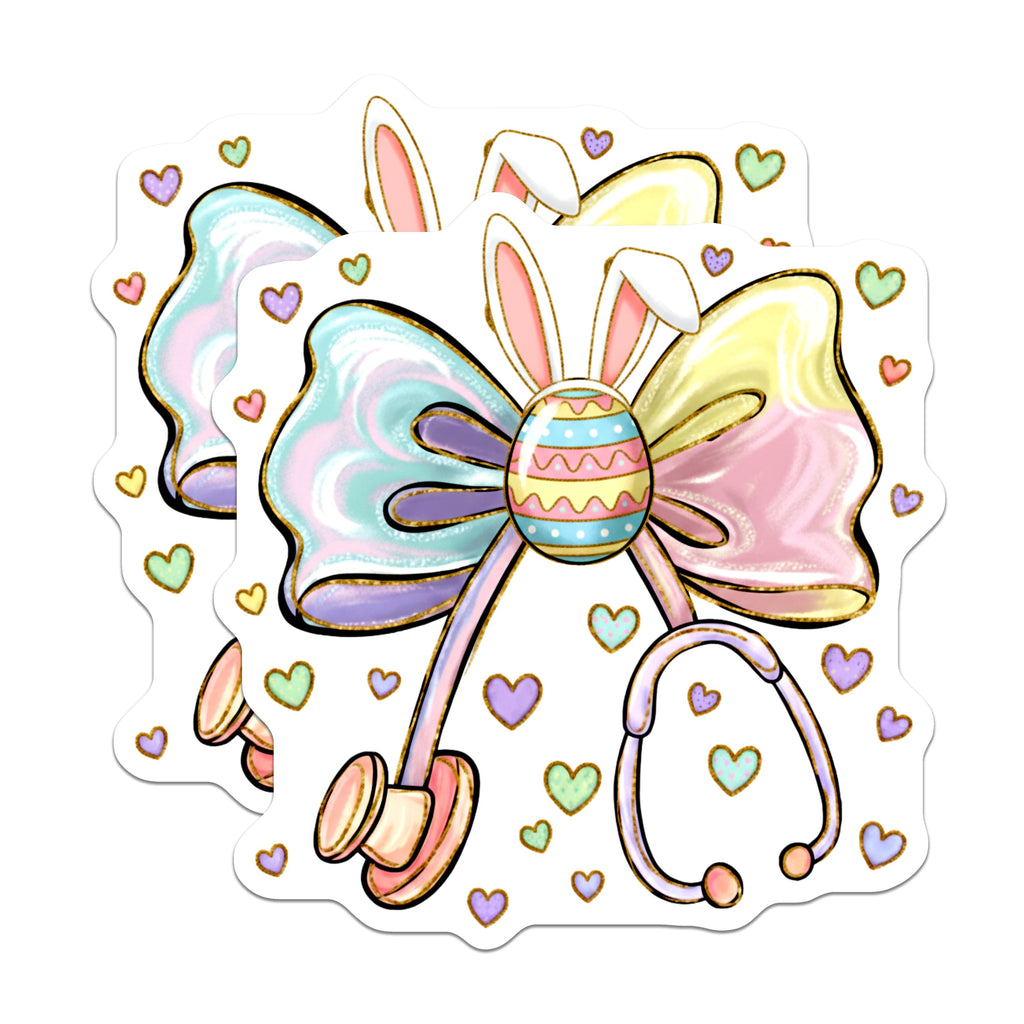 (2 Pack) Nurse Easter Magnets - Healthcare Bunny Stethoscope - RN Graduation Medical Staff Decor - 5 Inches On Longest Side - Thick Durable Magnet - Made in USA - MAG39058