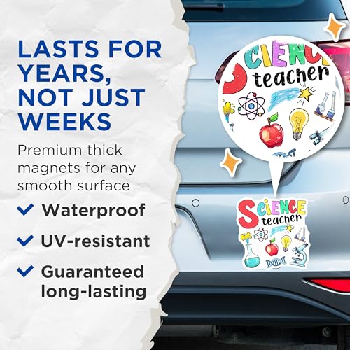 (2 Pack) Science Teacher Magnets - Classroom Decor - 5" On Longest Side - for Cars, Fridges, Toolboxes - Made in USA - MAG7836