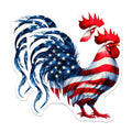 (2 Pack) Patriotic Rooster Stickers - American Flag Rooster - USA Pride Sticker - 5" On Longest Side - Sticks to Smooth Flat Surfaces - Made in USA - BMCS7085