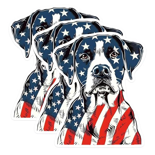 (3 Pack) American Dog Decals - Patriotic Puppy - Laptop Decor - 3 Inches On Longest Side - Easy Peel & Apply - Made in USA - 3MCS0872