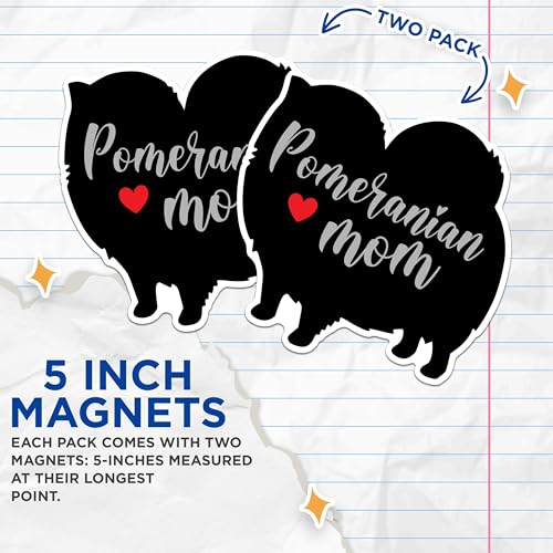 (2 Packs) Pomeranian Mom Magnets - Pomeranian Dog Breed Magnets - 5 Inches On Longest Side - Premium Magnet - for Fridges, Toolboxes, Cars - Made in USA - MAG2512