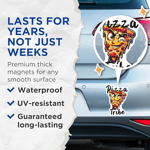 (2 Pack) Pizza Tribe Magnets Magnets - Funny Pizza - Cool Kitchen Decor - 5" On Longest Side - Made in USA - Sticks to Refrigerators & Metal Surfaces - MAG8784