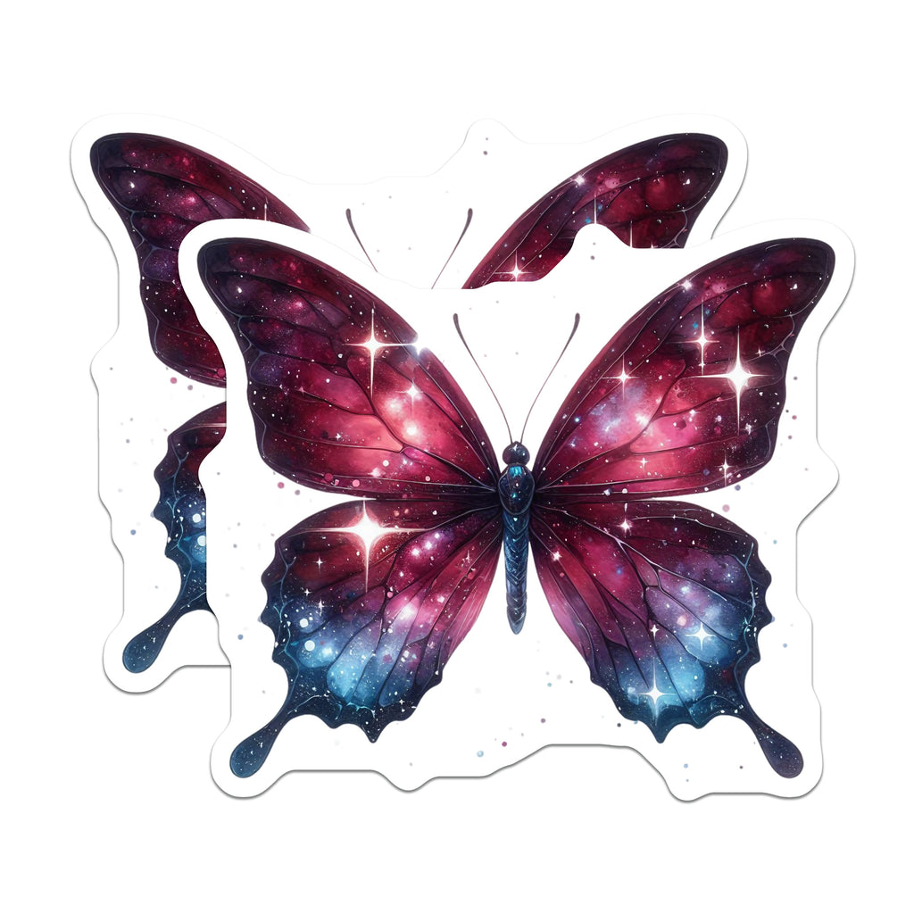 (2 Pack) Galaxy Butterfly Magnets - Celestial Fridge Decor - Whimsical Locker Art for Home - 5 Inches On Longest Side - Thick Durable Magnet - Made in USA - MAG39552
