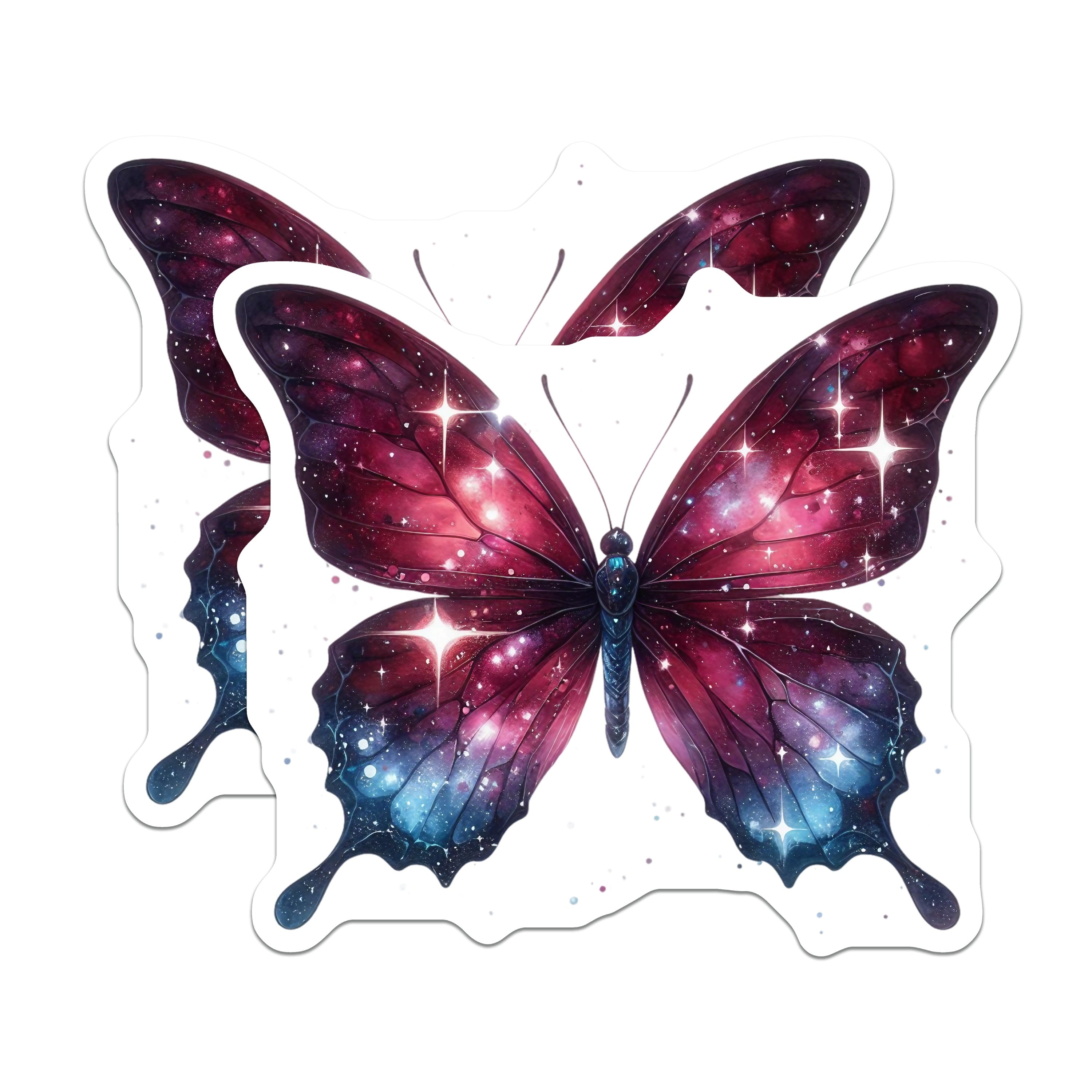 (2 Pack) Galaxy Butterfly Magnets - Celestial Fridge Decor - Whimsical Locker Art for Home - 5 Inches On Longest Side - Thick Durable Magnet - Made in USA - MAG39552