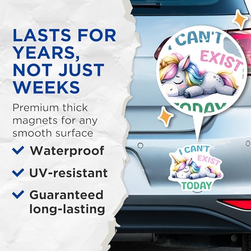 (2 Pack) Cute Unicorn Magnets - Motivational Unicorn Quotes Magnets - Fun Animal Magnet for Fridge Decor - 5" On Longest Side - for Cars, Refrigerators, Toolboxes, Lockers - Made in USA BMCS3336