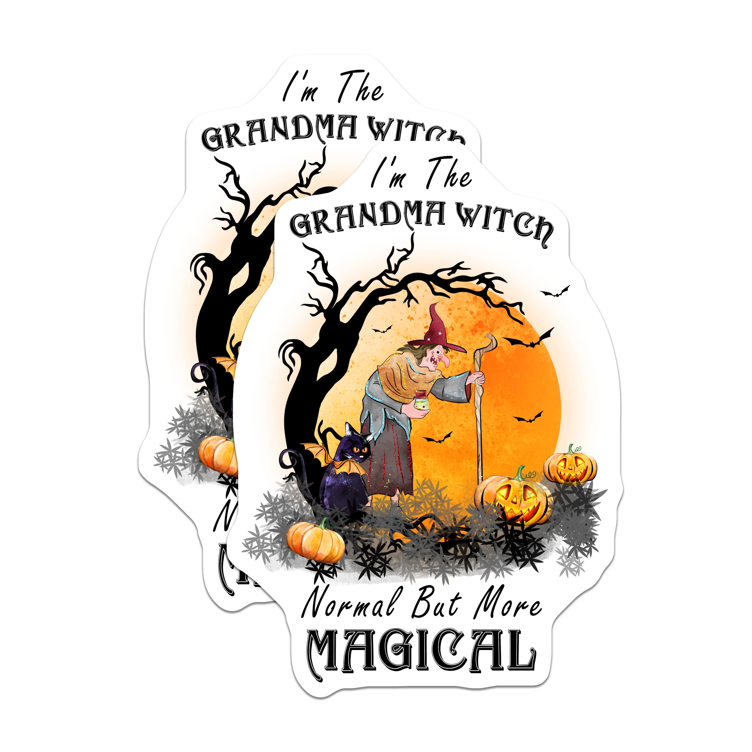(2 Pack) Grandma Witch Magnets - Magical Grandma Decor - Halloween Refrigerator Magnets - Spooky Autumn Kitchen Aesthetic - Unique Whimsical - 5" - Thick Durable Magnet - Made in USA - MAG39264