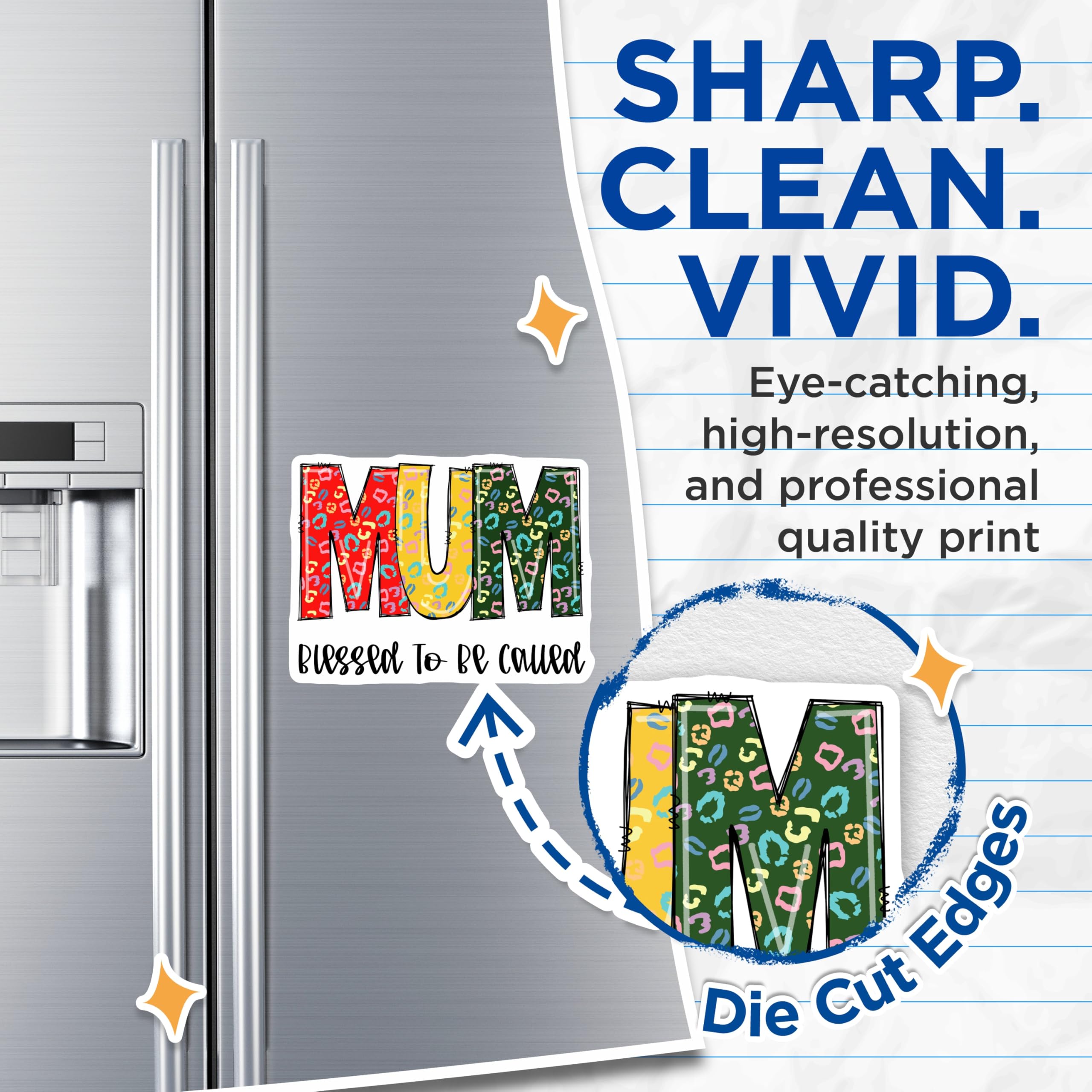 (2 Pack) Mum Magnets - Blessed to Be Called Mum - Leopard Print Mothers Day Magnet - 5" On Longest Side - Premium Magnet - for Cars, Refrigerators, Toolboxes, Lockers - Made in USA - MAG16203