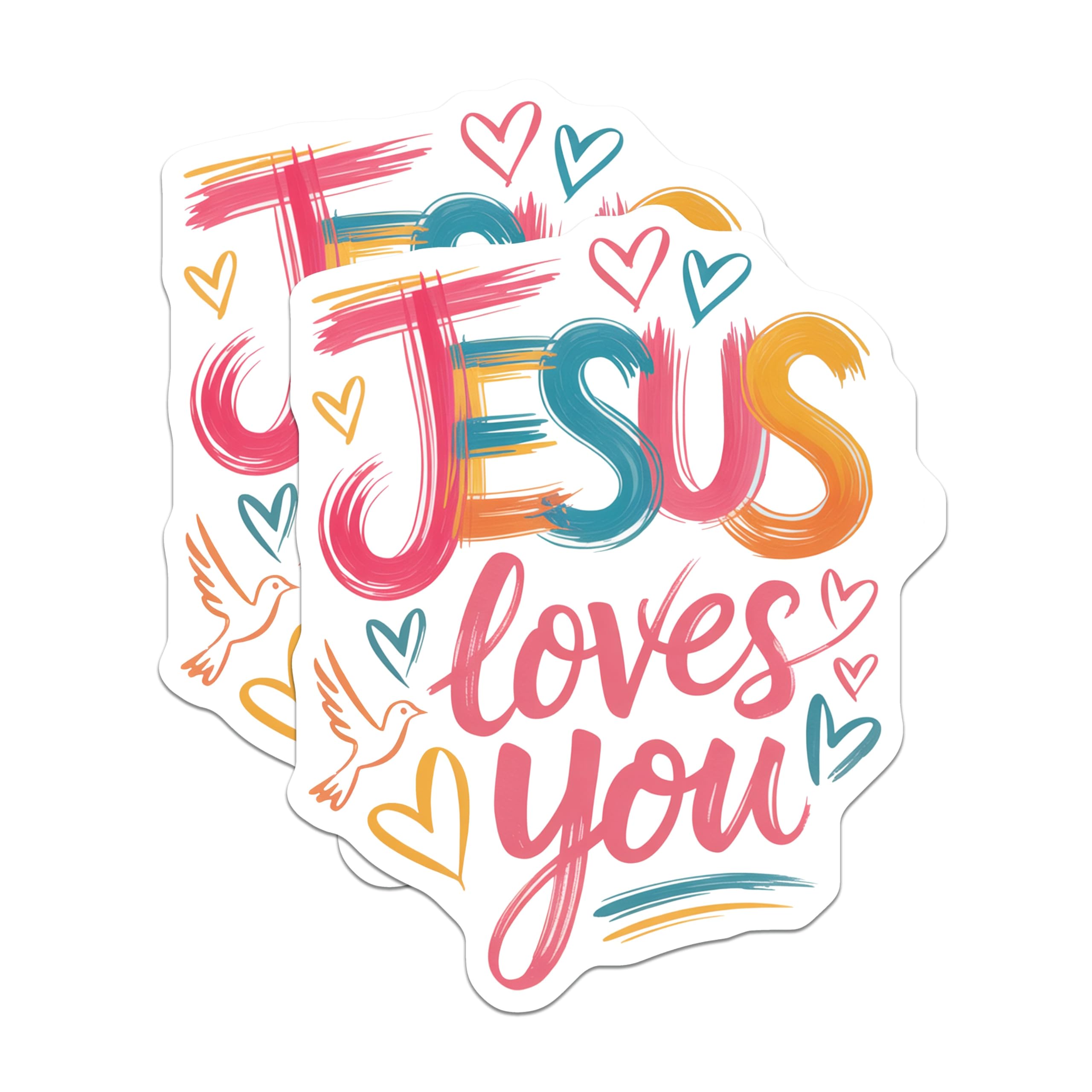 (2 Pack) Jesus Loves You Magnets - Christian Faith Decor - Religious Affirmation - Spiritual Home Accent - 5 Inches On Longest Side - Thick Durable Magnet - Made in USA - MAG26612
