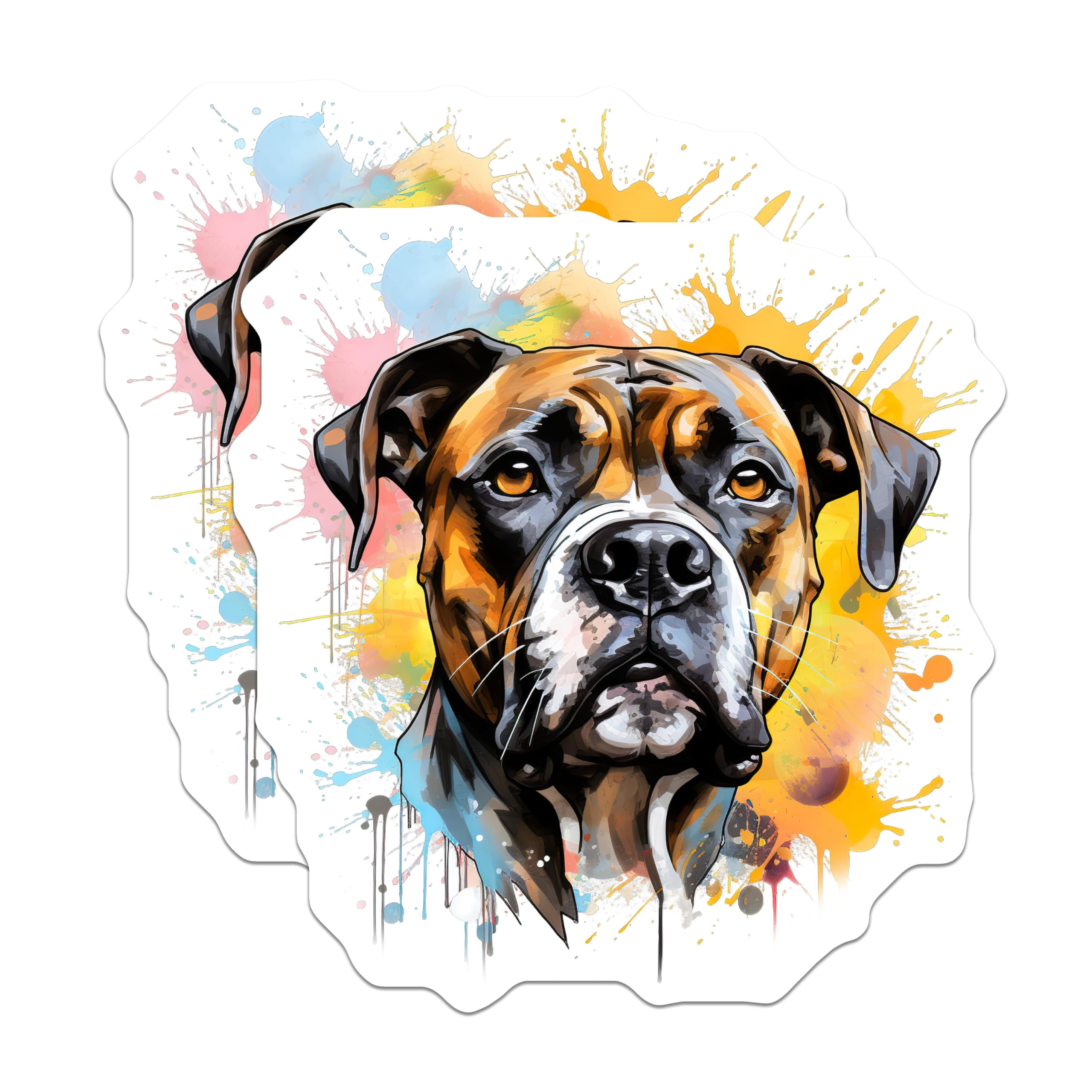 (2 Pack) Boxer Dog Magnets - Watercolor Dog Art - Pet Parent Decor - 5 Inches On Longest Side - Thick Durable Magnet - Made in USA - MAG25972