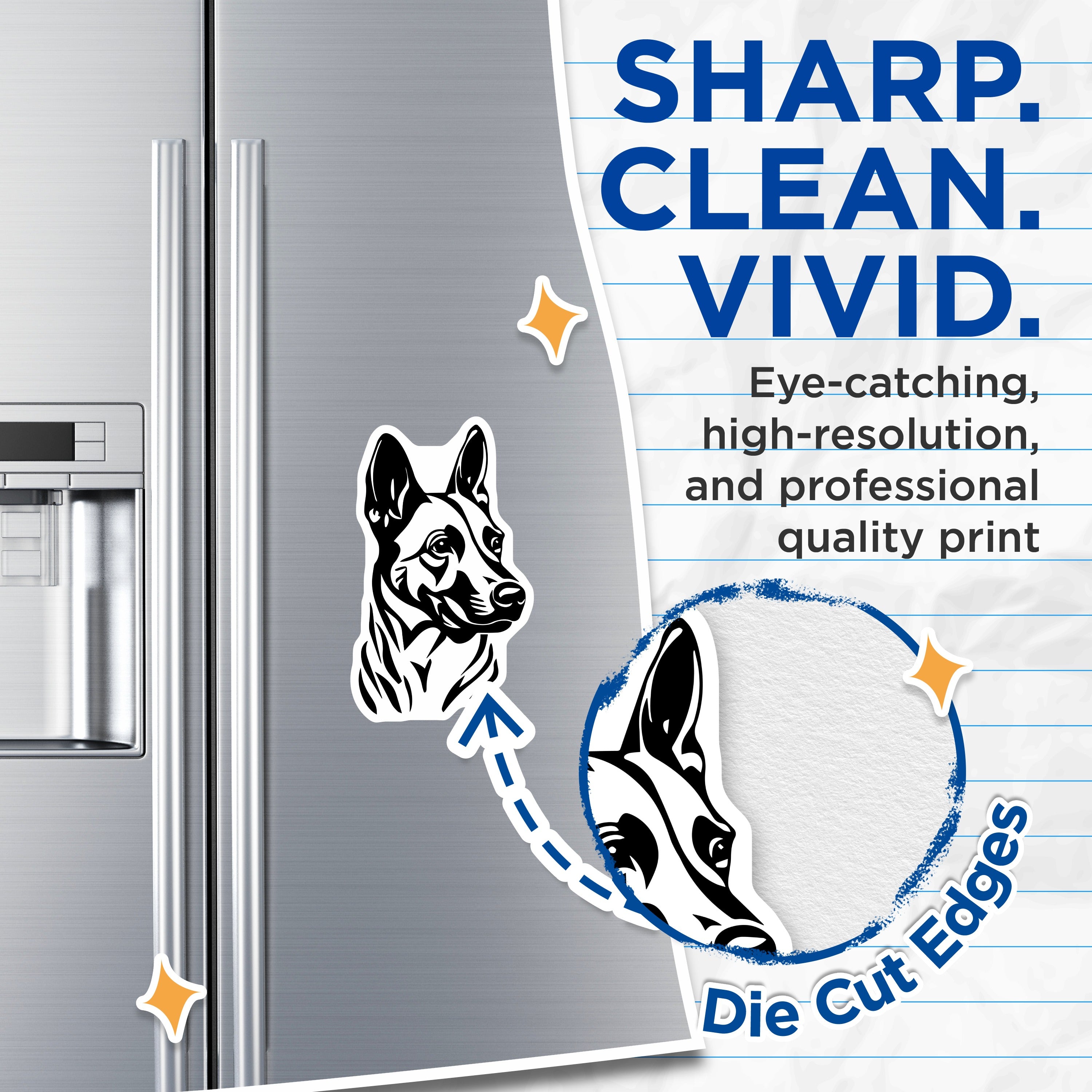 (2 Pack) Black White Dog Magnets - Modern Canine Art - Pet Lover Decor Statement - 5 Inches On Longest Side - Thick Durable Magnet - Made in USA - MAG36478