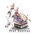 (2 Pack) Whimsical Witch Magnets - Magical Books Decor - Stay Magical Charm Fridge Locker - 5 Inches On Longest Side - Thick Durable Magnet - Made in USA - MAG39409
