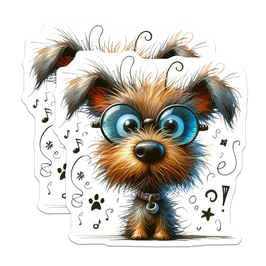 (2 Pack) Cute Dog with Big Glasses Magnets - Quirky Animal Refrigerator Decor - Funny Dog Lover Present - 5 Inches On Longest Side - Thick Durable Magnet - Made in USA - MAG29412