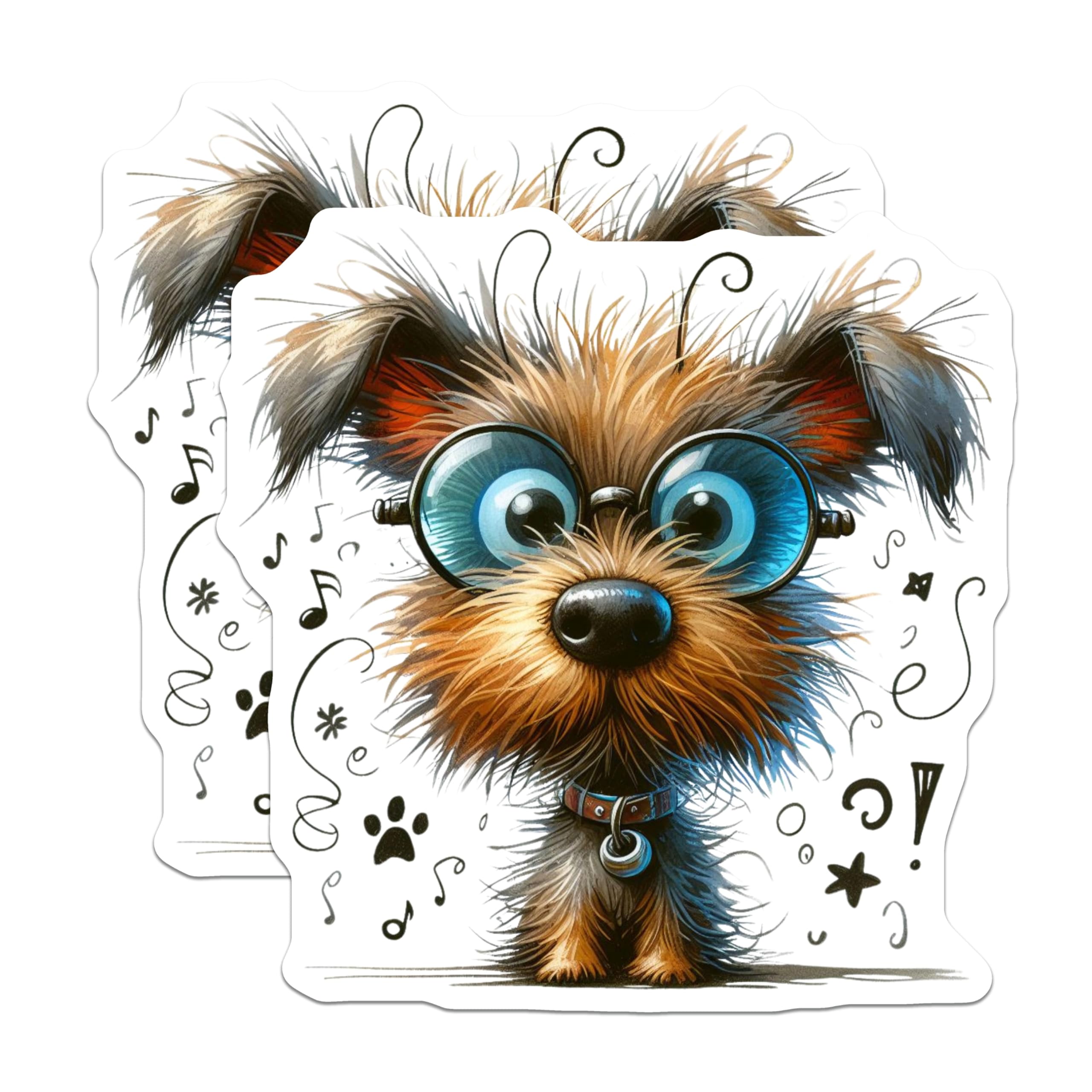 (2 Pack) Cute Dog with Big Glasses Magnets - Quirky Animal Refrigerator Decor - Funny Dog Lover Present - 5 Inches On Longest Side - Thick Durable Magnet - Made in USA - MAG29412