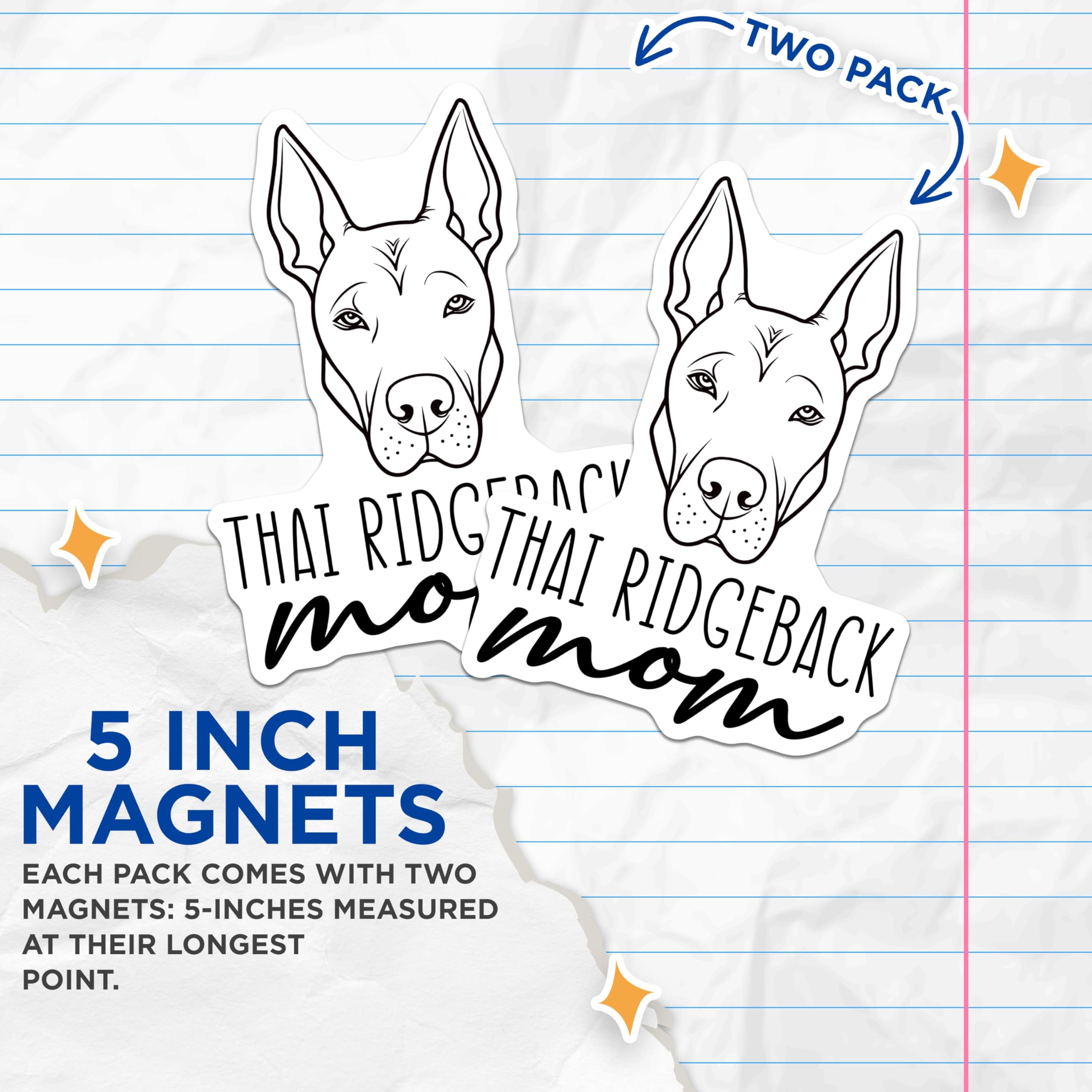 (2 Pack) Thai Ridgeback Mom Magnets - Dog Breed Lover Pet Owner Accent - Canine Enthusiast Mother's Day Decor - 5 Inches On Longest Side - Thick Durable Magnet - Made in USA - MAG27061