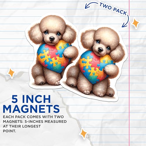 (2 Pack) Dog Lover Decor Magnet - 5" On Longest Side - Sticks to Smooth Flat Surfaces - Made in USA - MAG9474