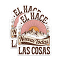 (2 Pack) He Makes All Things New Magnets - El Hace Nuevas Todas Las Cosas - Christian Mountain Sunset Daisy Boho Art - 5 Inches On Longest Side - Thick Durable Magnet - Made in USA - MAG20860