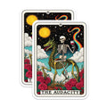 (2 Pack) Tarot Skeleton Riding Dragon Stickers - Audacity Skeleton Art - Mystical Tarot Card Stickers - 5" On Longest Side - Sticks to Smooth Flat Surfaces - Made in USA - BMCS5350