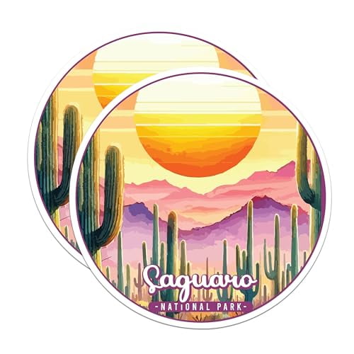 (2 Pack) Saguaro National Park Bumper Magnet - US National Park - Choose from 63 Parks - 5" On Longest Side - Decal for Car Bumper, Laptop, Water Bottle, Wall, and Window - MAG1599