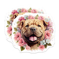 (2 Pack) Shar Pei Dog Magnets - Cute Floral Pet Lover - Dog Mom Refrigerator Decor - 5 Inches On Longest Side - Thick Durable Magnet - Made in USA - MAG27500