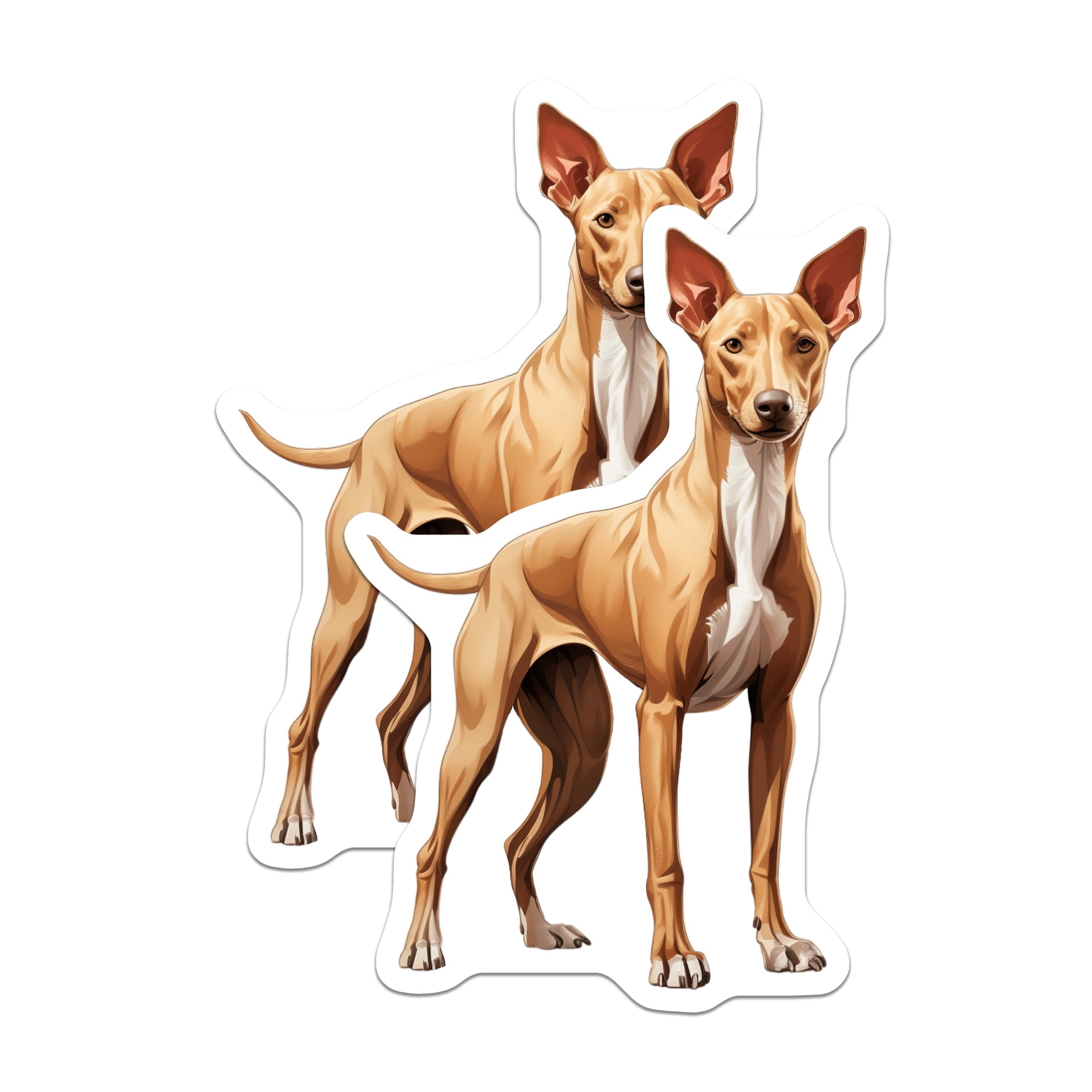 (2 Pack) Ibizan Hound Magnets - Podenco Dog Art - Sighthound Lover Decor - Pet Parent Kitchen Accent - Dog Mom Dad Present - 5 Inches On Longest Side - Thick Durable Magnet - Made in USA - MAG29018