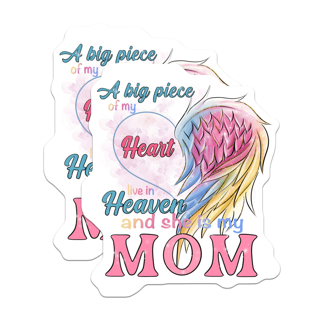 (2 Pack) Memorial Mom Magnets - Angel Mother Remembrance - Heart in Heaven Magnets for Loss - 5 Inches On Longest Side - Thick Durable Magnet - Made in USA - MAG39856