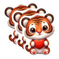 (3 Pack) Tiger Decals - Cute Animal Stickers - Heart Clipart Decal - 3 Inches On Longest Side - Easy Peel & Apply - Made in USA - 3MCS2474