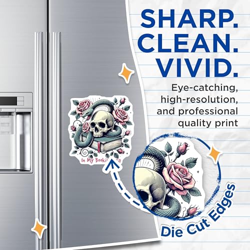 (2 Pack) Bookish Skull and Roses Magnets - Snake on Book - Vintage Gothic Magnet Set - 5" On Longest Side - for Cars, Fridges, Toolboxes - Made in USA - MAG6705