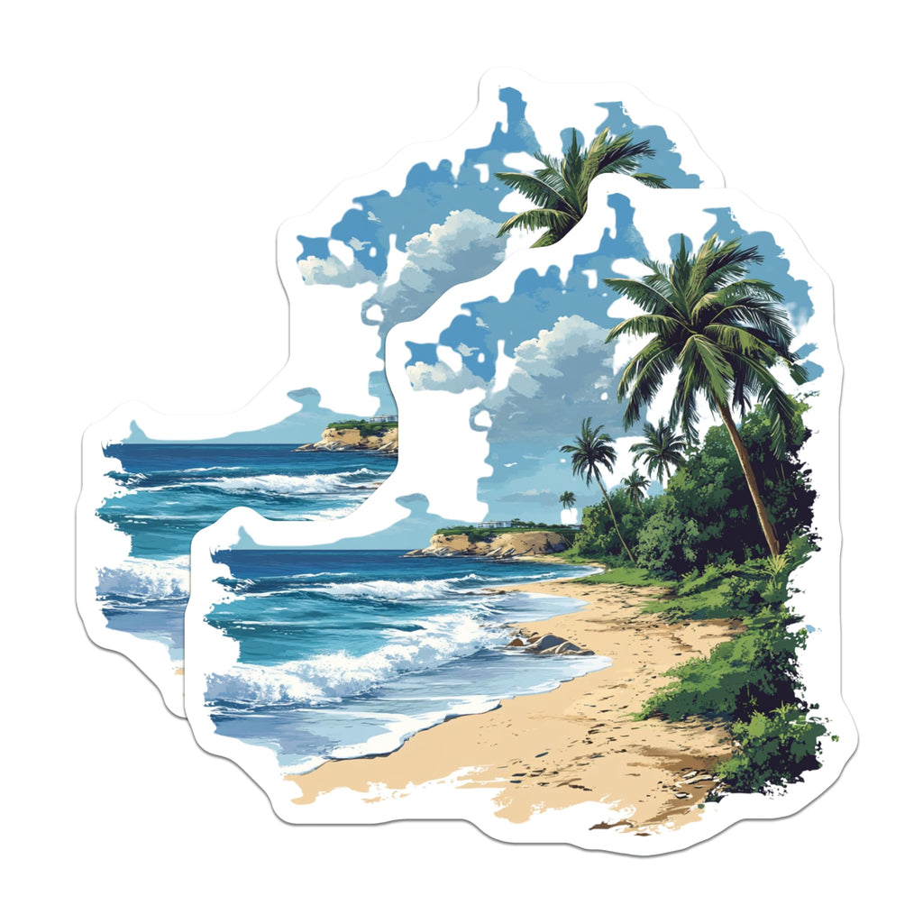 (2 Pack) Tropical Beach Magnets - Ocean Waves Scene - Palm Tree Coastal Decor - Summer Vacation Fridge Locker Accessories - 5 Inches On Longest Side - Thick Durable Magnet - Made in USA - MAG30149