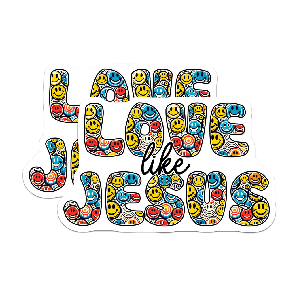 (2 Pack) Inspirational Love Like Jesus Magnets - Smiley Face Magnets - Christian Quotes Magnets for Home Decor - 5" On Longest Side - for Cars, Refrigerators, Toolboxes, Lockers - Made In USA BMCS3117