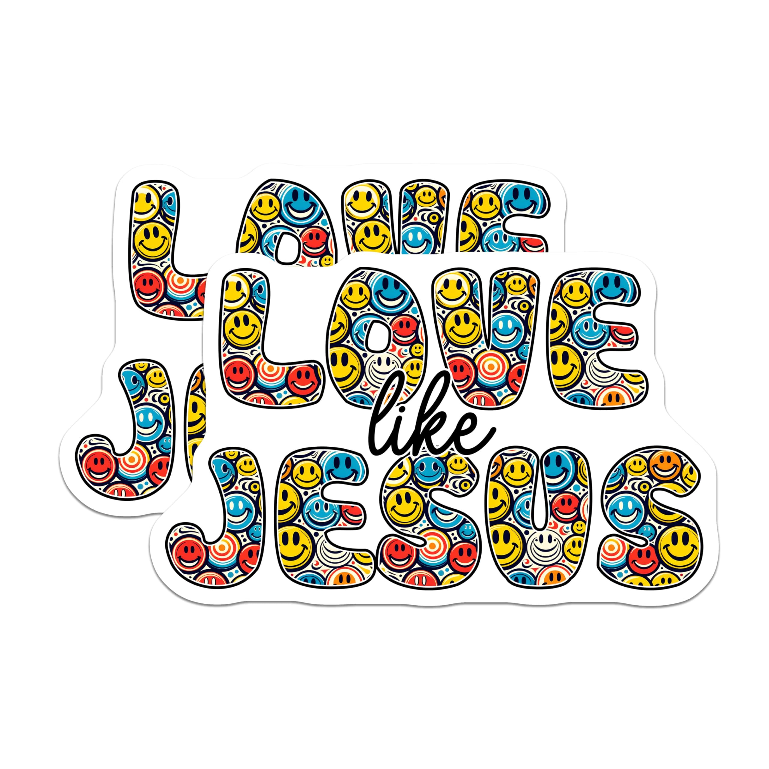 (2 Pack) Inspirational Love Like Jesus Magnets - Smiley Face Magnets - Christian Quotes Magnets for Home Decor - 5" On Longest Side - for Cars, Refrigerators, Toolboxes, Lockers - Made In USA BMCS3117