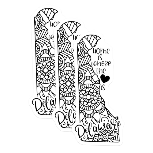 (3 Pack) Delaware Decals - Home is Where The Heart is - Laptop Decals - 3 Inches On Longest Side - Easy Peel & Apply - Made in USA - 3MCS7869