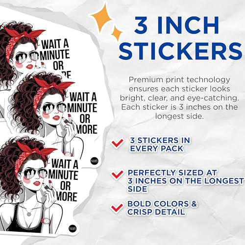 (3 Pack) City Girl Decals - Retro Style Decal - Makeup Lover Decals- 3 Inches On Longest Side - Easy Peel & Apply - Made in USA - 3MCS5810