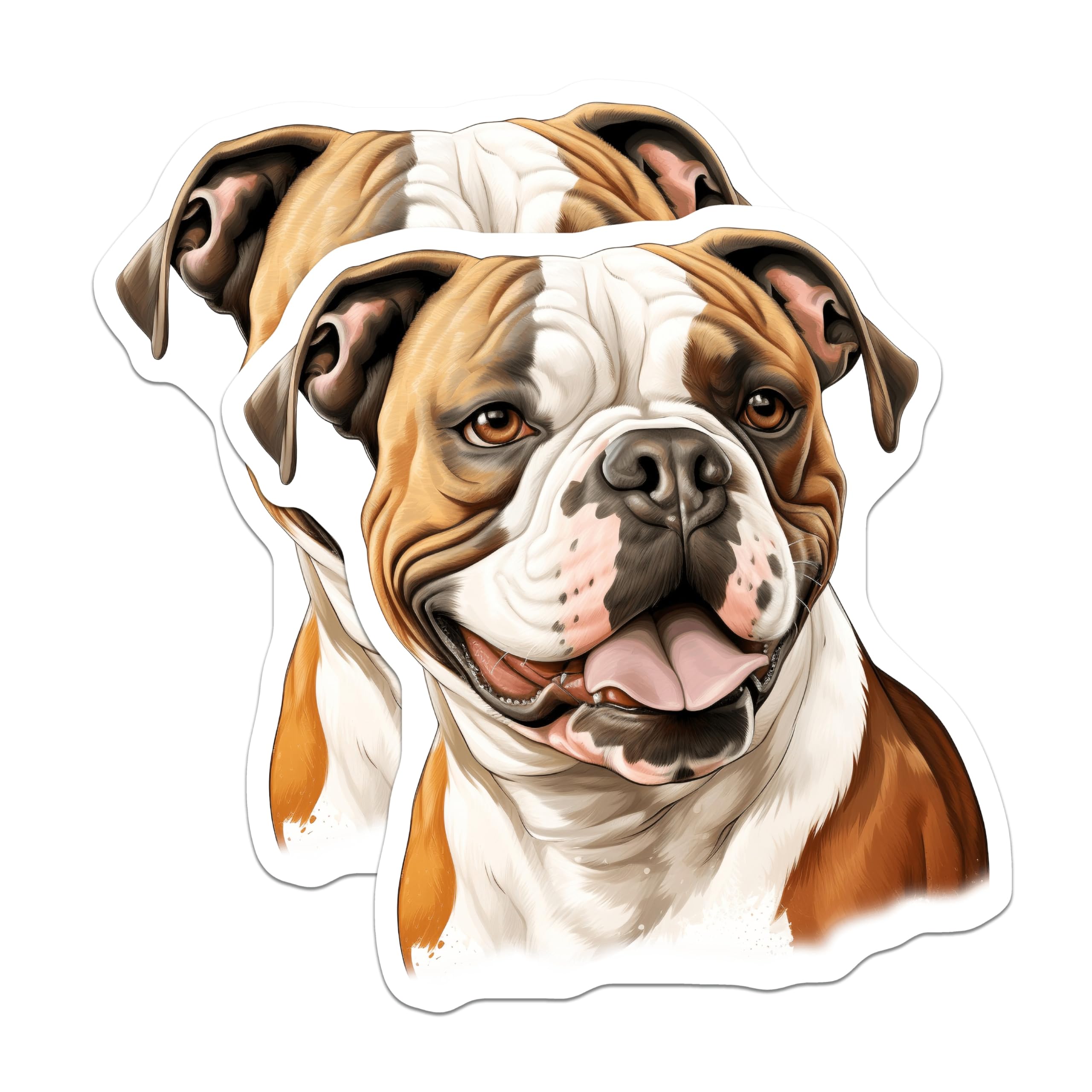 (2 Pack) American Bulldog Magnets - Dog Lover Kitchen Decor - Pet Parent Refrigerator Accessories - Canine Portrait - 5 Inches On Longest Side - Thick Durable Magnet - Made in USA - MAG29933