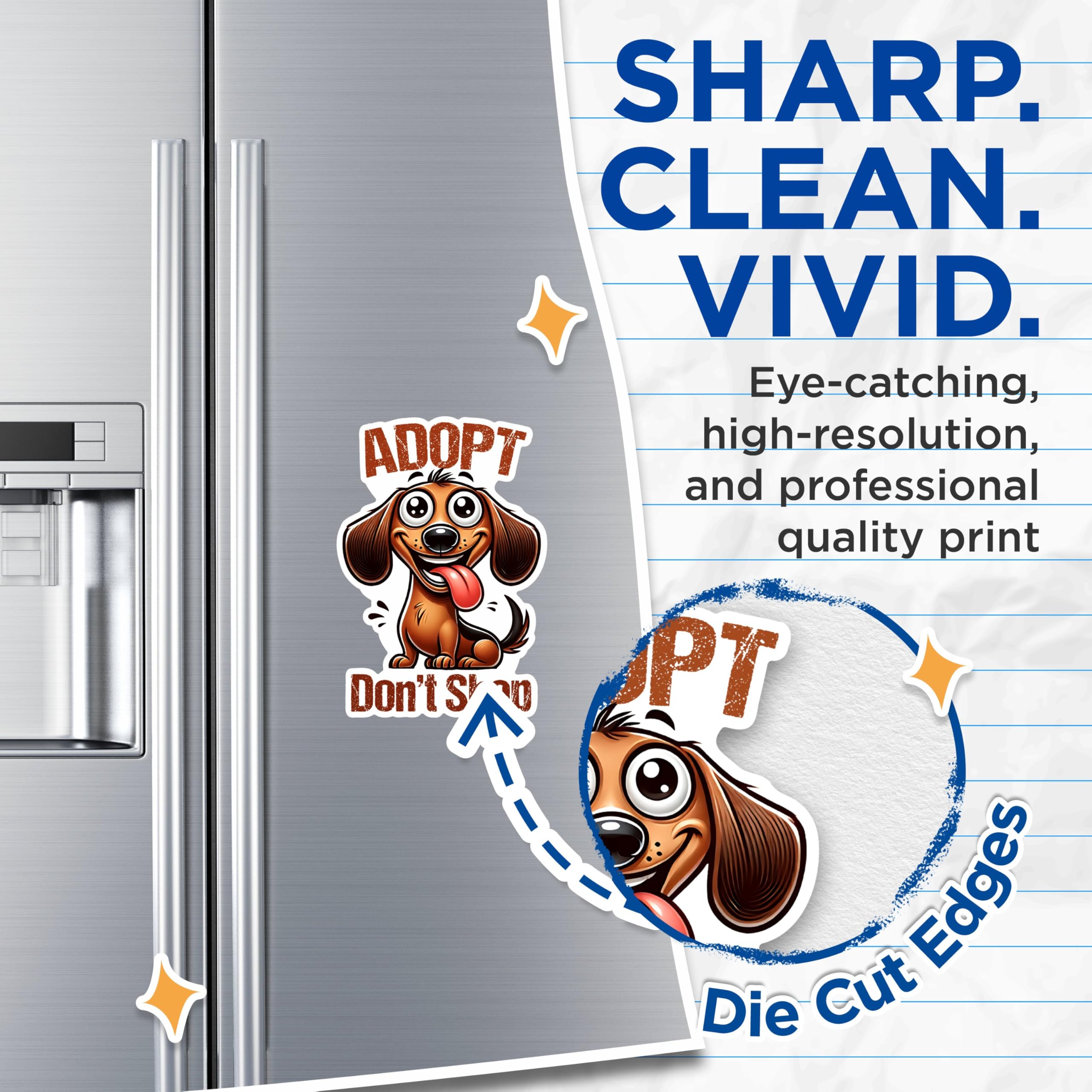 (2 Packs) Dachshund Adopt Don't Shop Magnets - Weiner Dog Breed Magnets - 5 Inches On Longest Side - Premium Magnet - for Fridges, Toolboxes, Cars - Made in USA - MAG2398