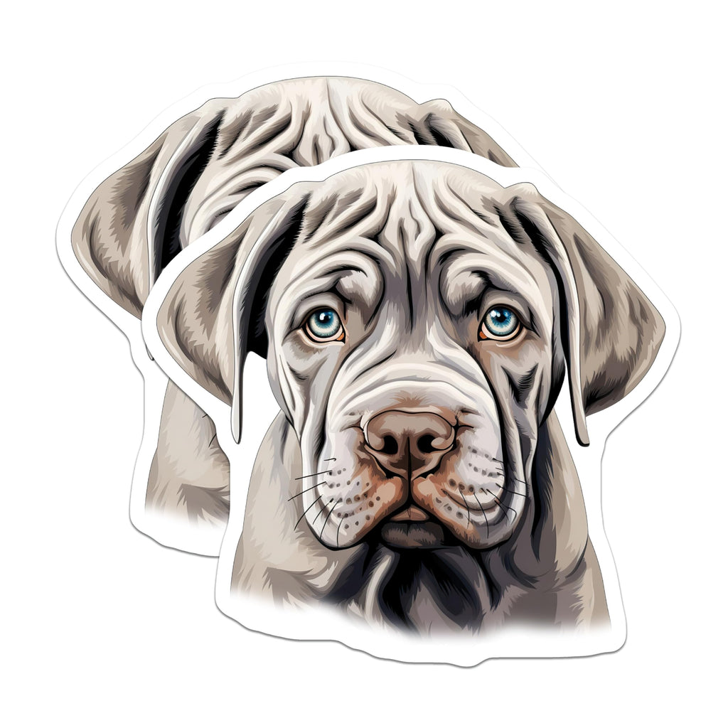 (2 Pack) Mastiff Puppy Magnets - Blue Eyed Dog Art - Wrinkled Canine Decor - 5 Inches On Longest Side - Thick Durable Magnet - Made in USA - MAG23819